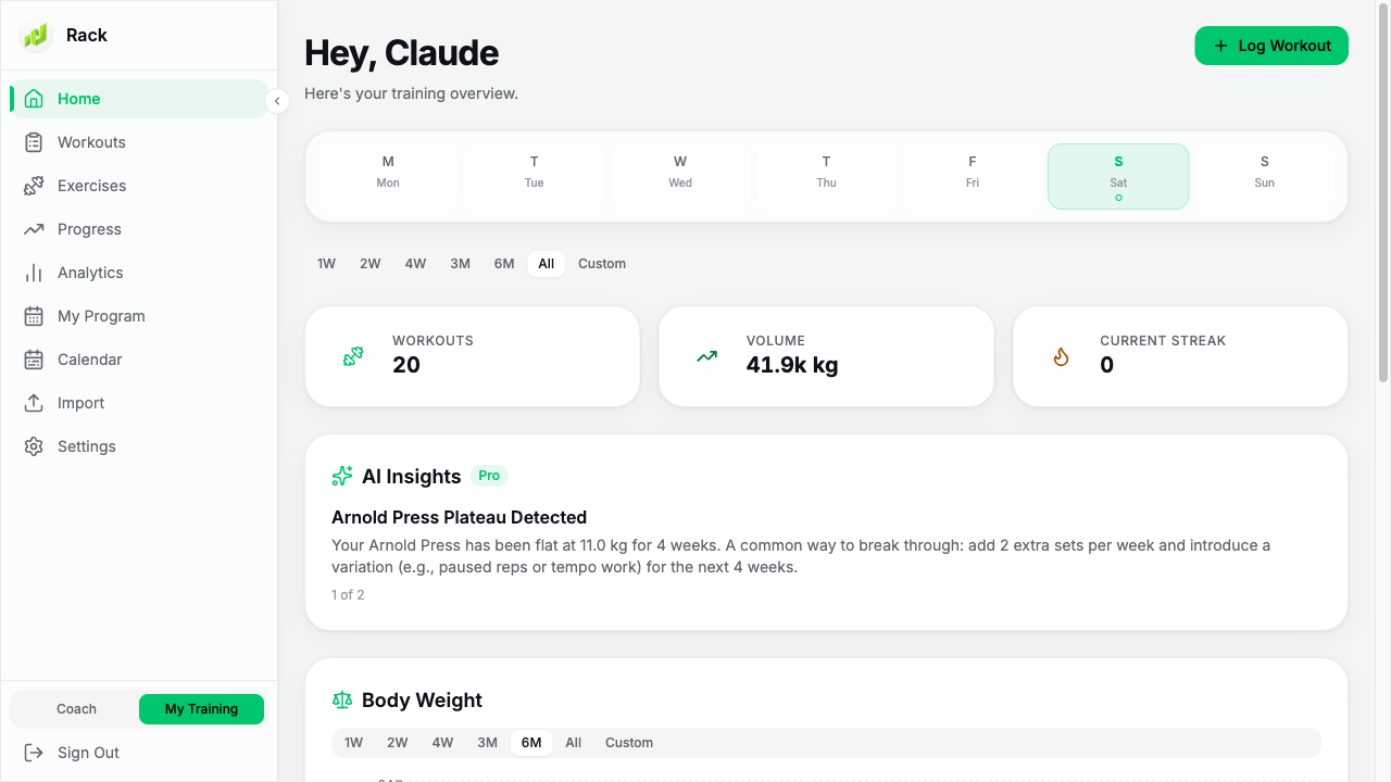Home, with the left sidebar navigation